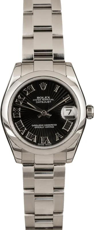 Rolex Datejust 31 178240, Black Roman dial, Oyster
