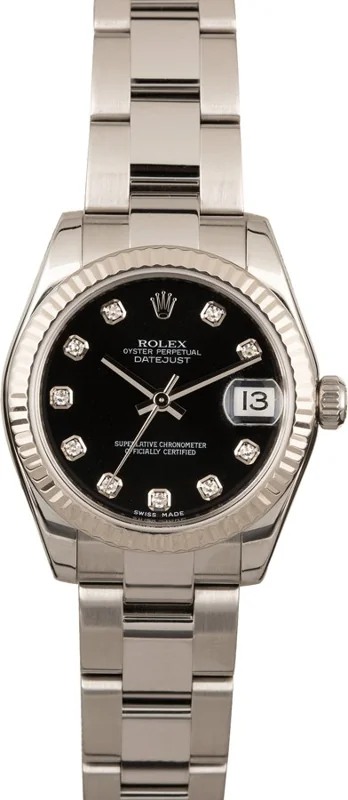 Rolex Datejust 31 178274, Black diamond dial, Oyster