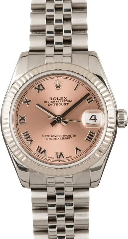 Rolex Datejust 31 178274, Pink Roman dial, Jubilee