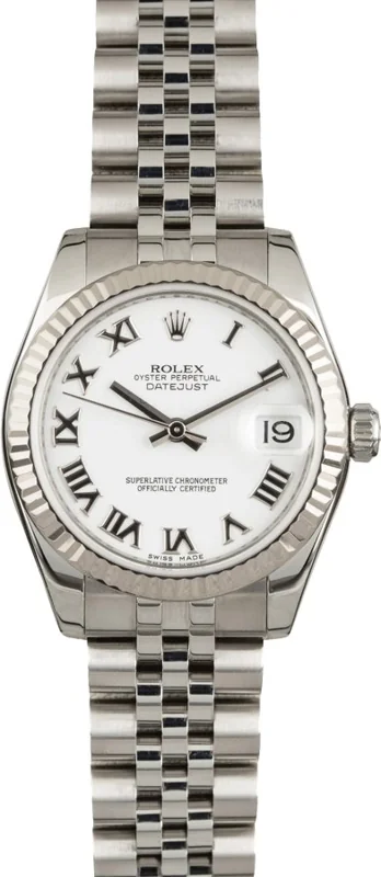 Rolex Datejust 31 178274, White Roman dial, Jubilee