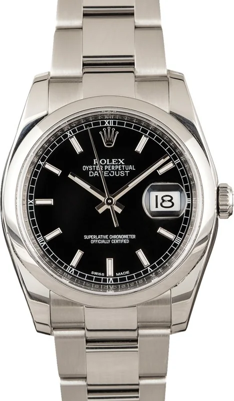 Rolex Datejust 36 116200, Black stick dial, Oyster