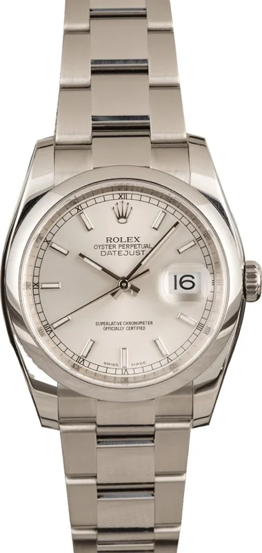 Rolex Datejust 36 116200, Silver stick dial, Oyster