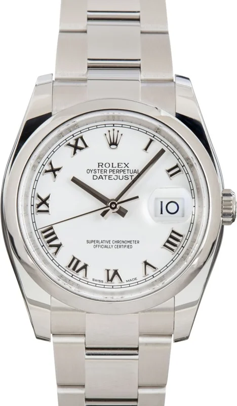 Rolex Datejust 36 116200, White Roman dial, Oyster