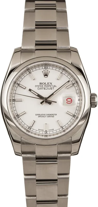 Rolex Datejust 36 116200, White stick dial, Oyster