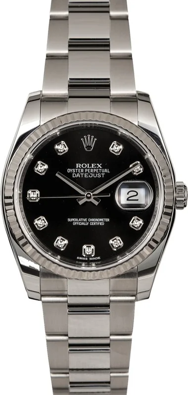 Rolex Datejust 36 116234, Black diamond dial, Oyster