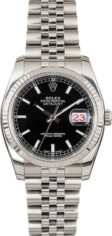 Rolex Datejust 36 116234, Black stick dial, Jubilee