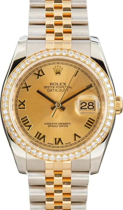 Rolex Datejust 36 116243, Champagne Roman dial, Jubilee
