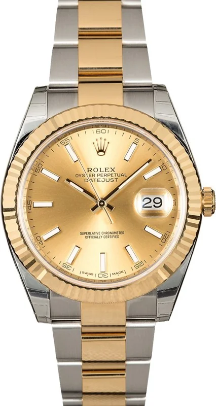 Rolex Datejust 41 126333, Champagne stick dial, Oyster