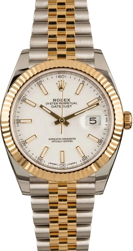 Rolex Datejust 41 126333, White stick dial, Jubilee