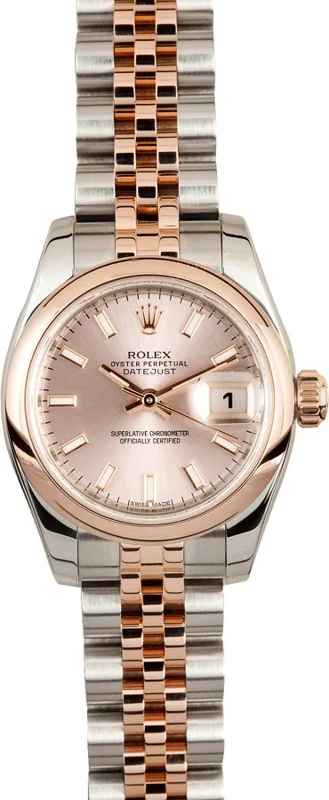 Rolex Lady-Datejust 26 179161, Pink stick dial, Jubilee