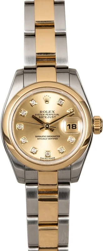 Rolex Lady-Datejust 26 179163, Champagne diamond dial, Oyster