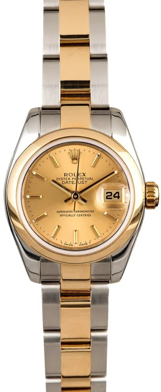 Rolex Lady-Datejust 26 179163, Champagne stick dial, Oyster