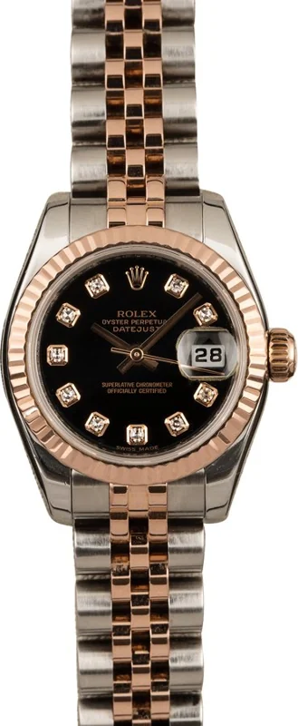 Rolex Lady-Datejust 26 179171, Black diamond dial, Jubilee