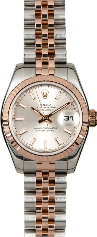 Rolex Lady-Datejust 26 179171, Silver stick dial, Jubilee
