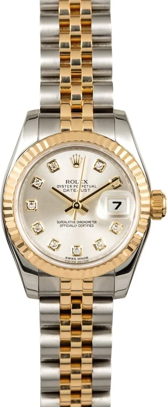 Rolex Lady-Datejust 26 179173, Silver diamond dial, Jubilee