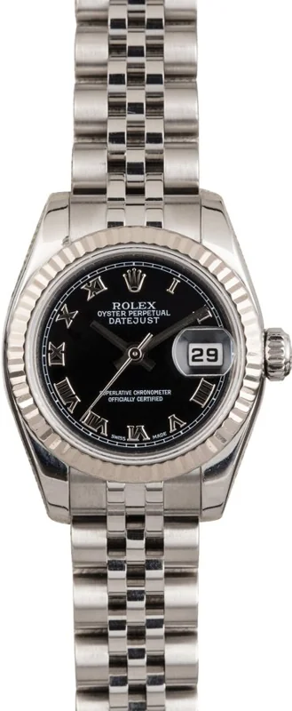Rolex Lady-Datejust 26 179174, Black Roman dial, Jubilee