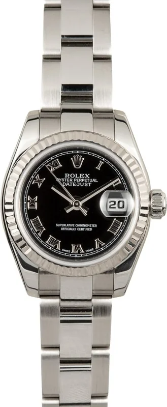 Rolex Lady-Datejust 26 179174, Black Roman dial, Oyster