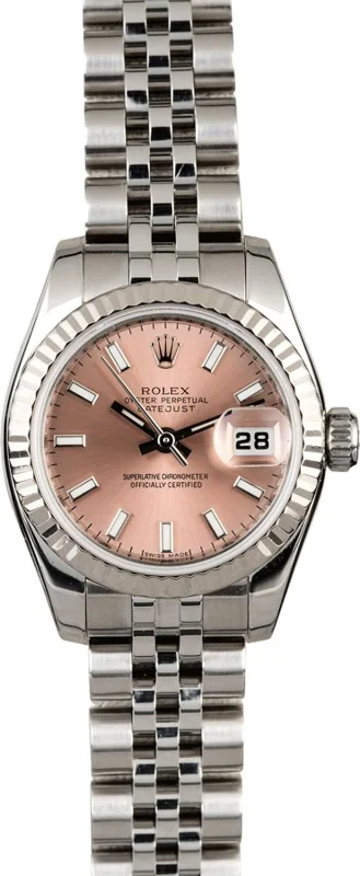 Rolex Lady-Datejust 26 179174, Pink stick dial, Jubilee