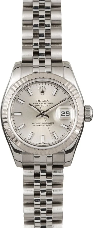 Rolex Lady-Datejust 26 179174, Silver stick dial, Jubilee