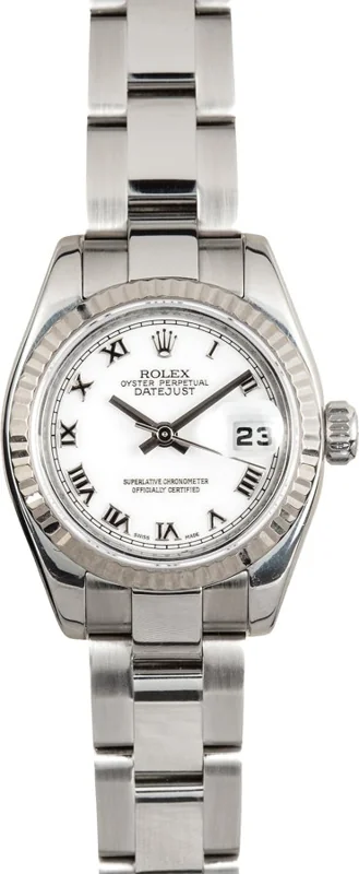 Rolex Lady-Datejust 26 179174, White Roman dial, Oyster